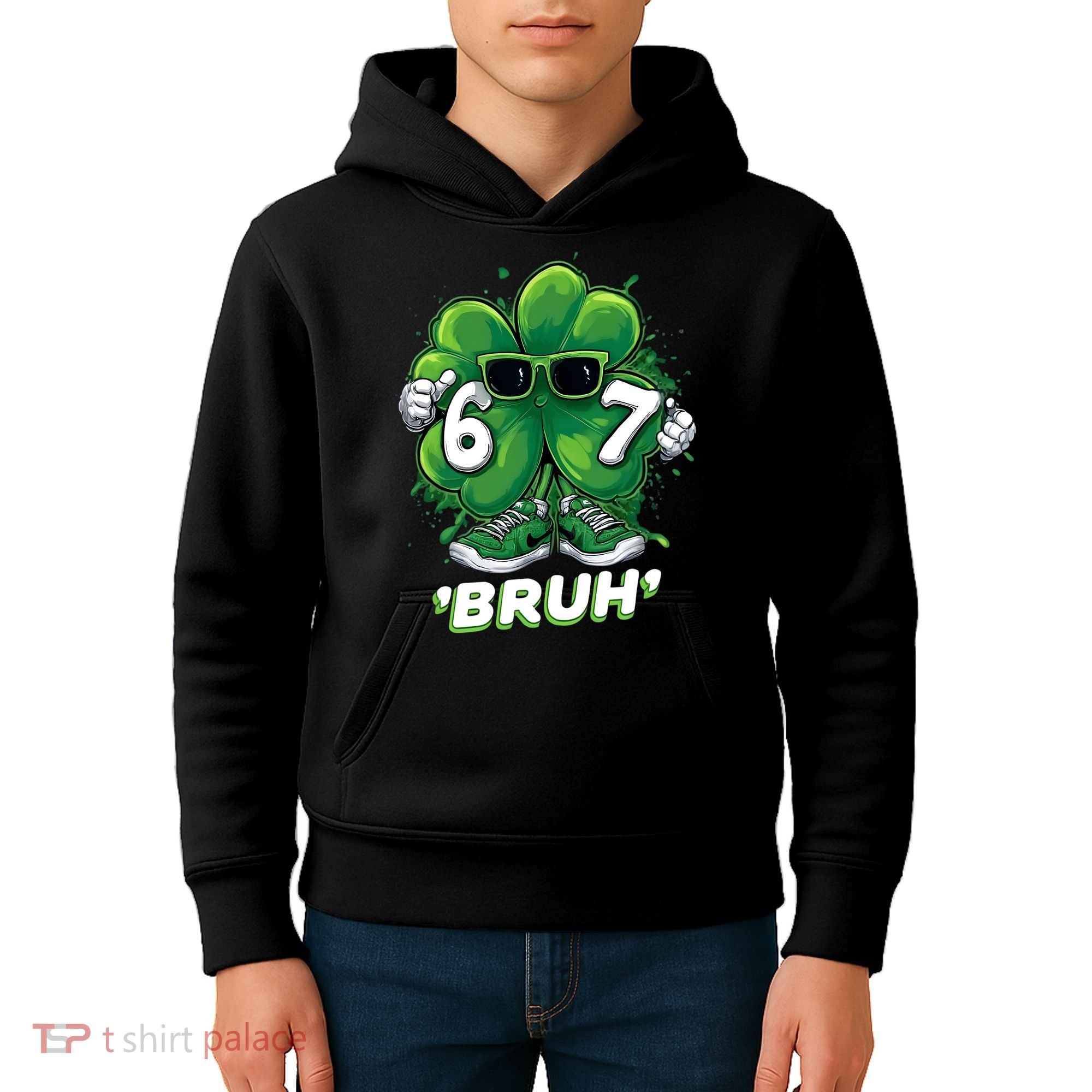 67 Bruh St. Patrick's Day Funny 6-7 Meme Six Seven Kids Hoodie
