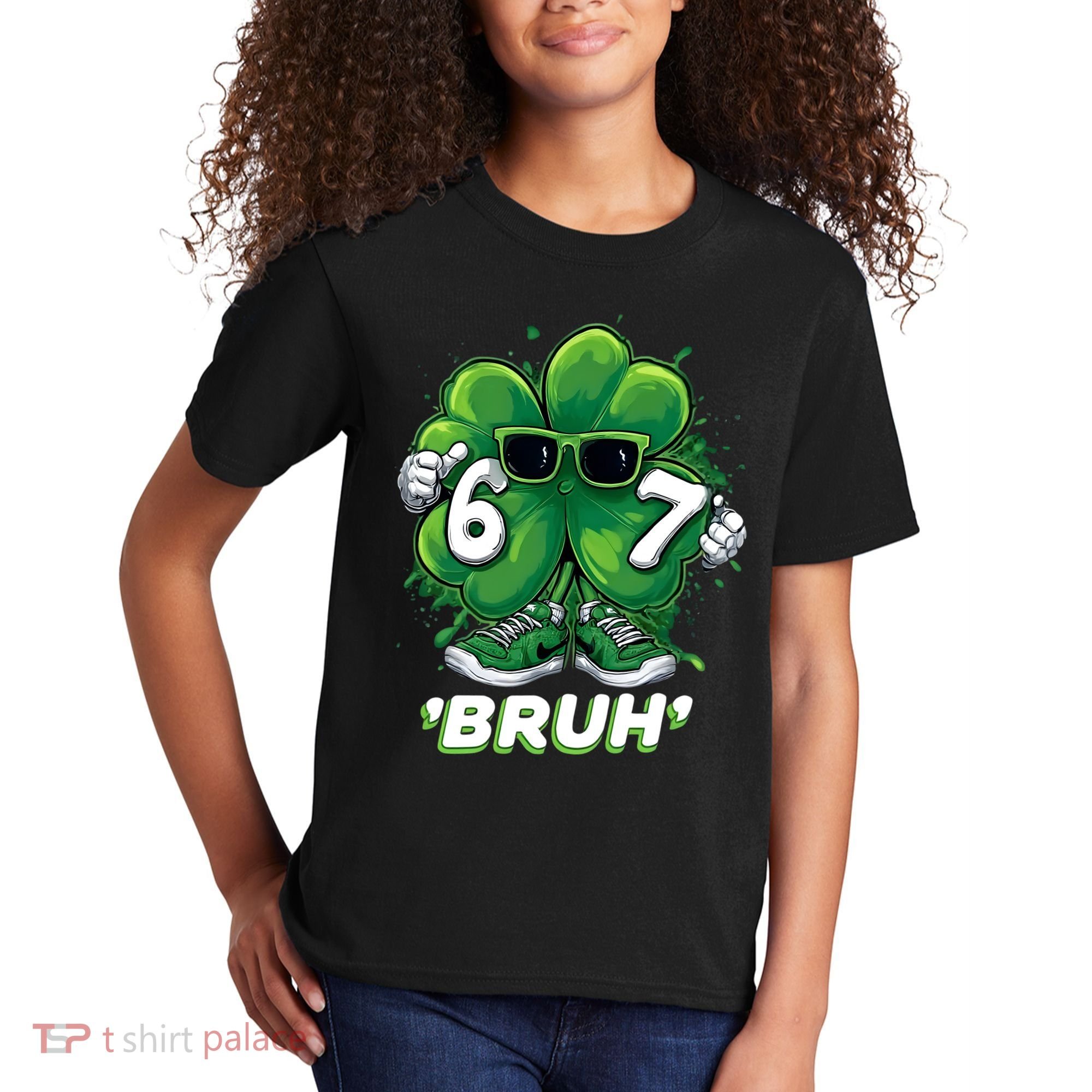 67 Bruh St. Patrick's Day Funny 6-7 Meme Six Seven Kids T-Shirt