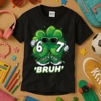67 Bruh St. Patrick's Day Funny 6-7 Meme Six Seven Kids T-Shirt thumb 3