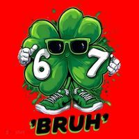 67 Bruh St. Patrick's Day Funny 6-7 Meme Six Seven Santa Hat thumb 1