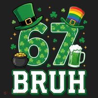 67 Bruh St Patrick’s Day 6-7 Funny Meme Beanie thumb 2