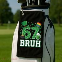 67 Bruh St Patrick’s Day 6-7 Funny Meme Golf Towel thumb 2