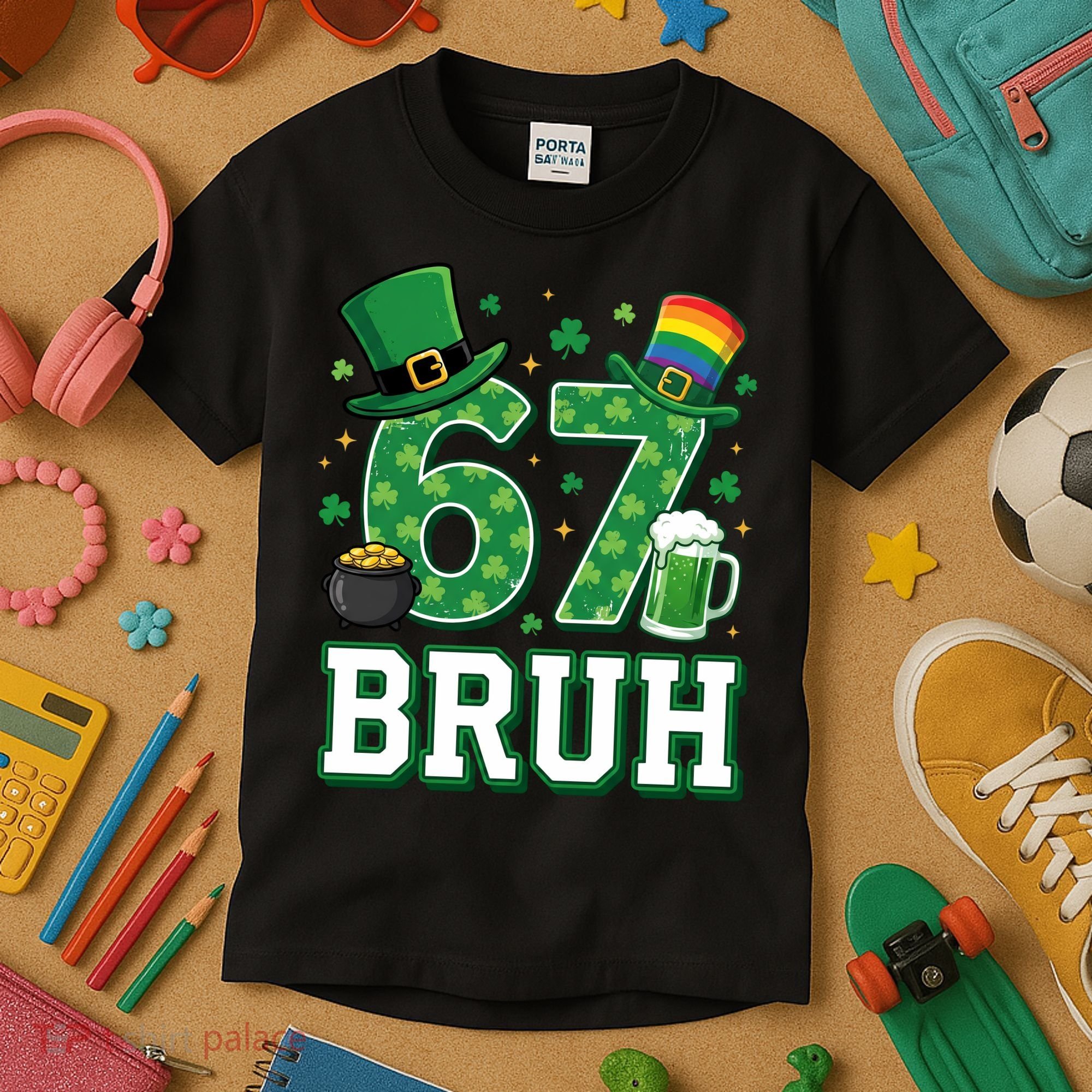67 Bruh St Patrick’s Day 6-7 Funny Meme Kids T-Shirt