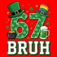 67 Bruh St Patrick’s Day 6-7 Funny Meme Santa Hat thumb 1