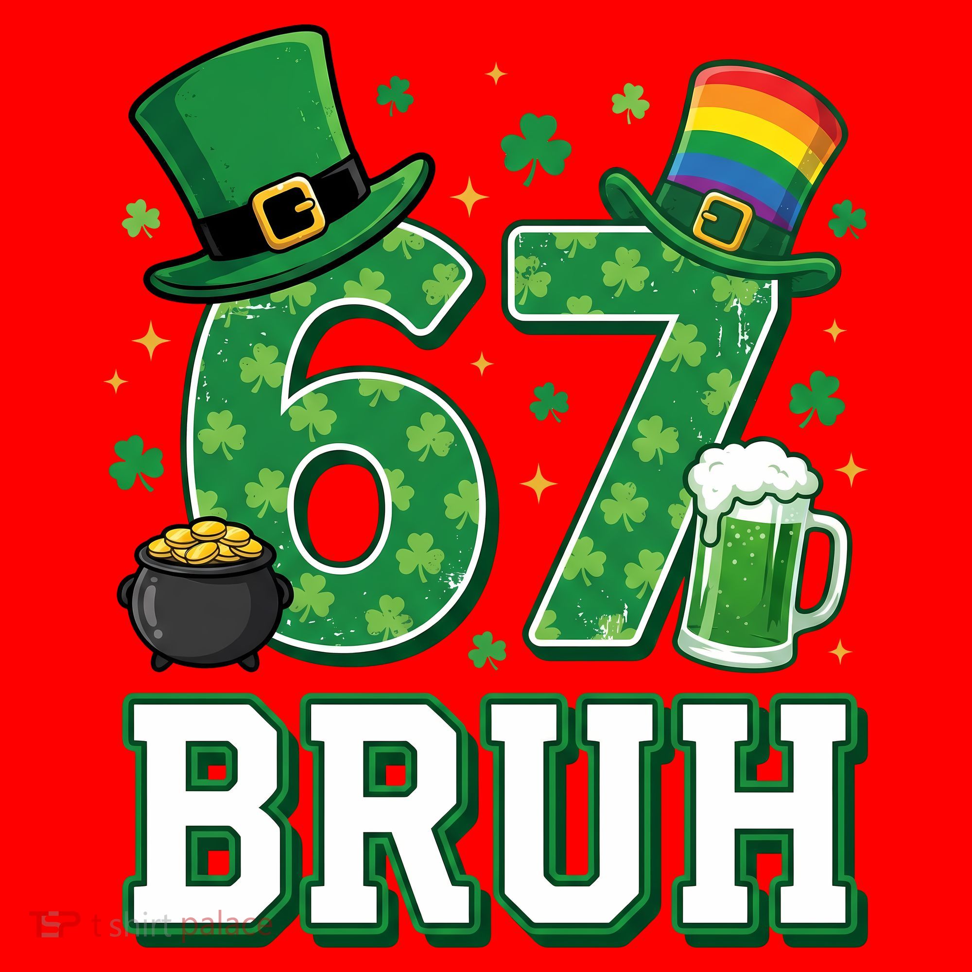 67 Bruh St Patrick’s Day 6-7 Funny Meme Santa Hat