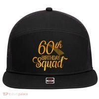 60th Birthday Squad Party Bday Yellow Gold 7 Panel Mesh Trucker Snapback Hat thumb 0