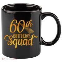 60th Birthday Squad Party Bday Yellow Gold 11oz C Handle Ceramic Mug thumb 0