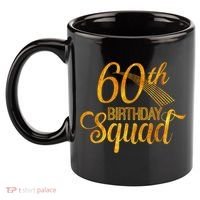 60th Birthday Squad Party Bday Yellow Gold 11oz C Handle Ceramic Mug thumb 2