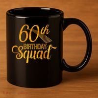 60th Birthday Squad Party Bday Yellow Gold 11oz C Handle Ceramic Mug thumb 3