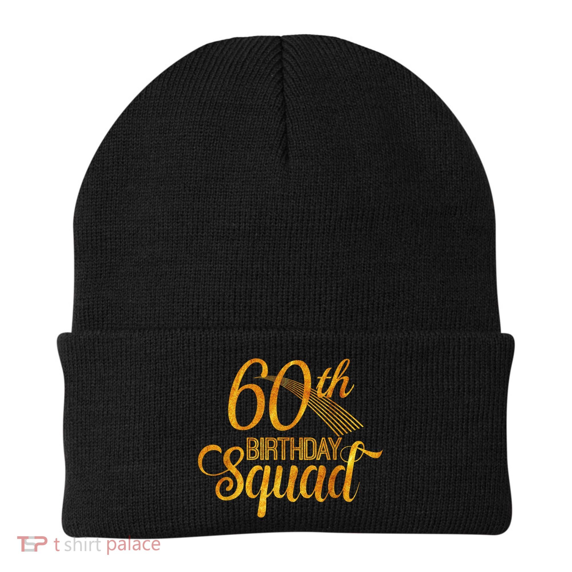 60th Birthday Squad Party Bday Yellow Gold Beanie