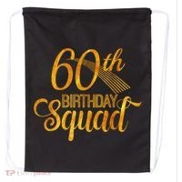 60th Birthday Squad Party Bday Yellow Gold Drawstring Bag thumb 0