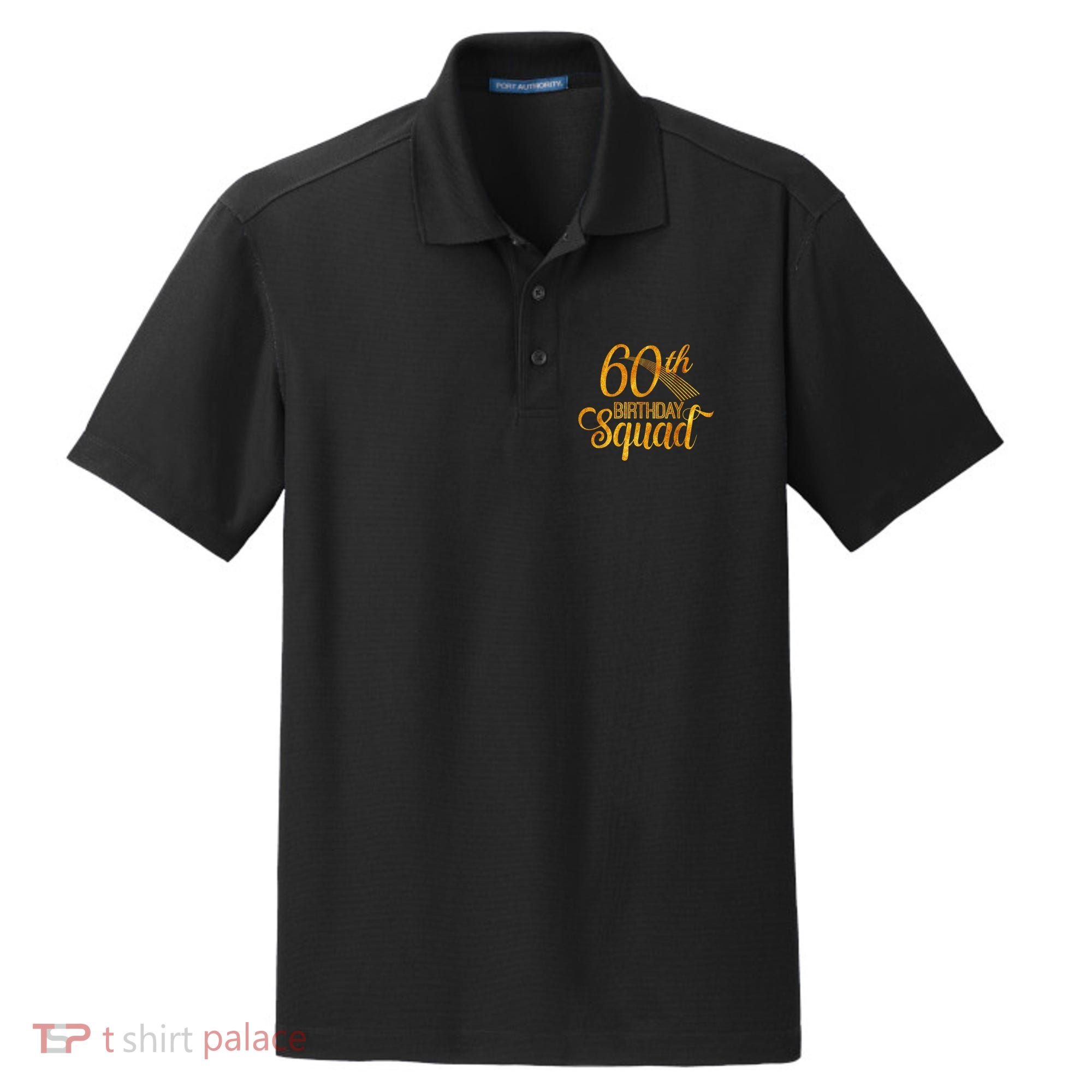60th Birthday Squad Party Bday Yellow Gold Dry Zone Grid Polo