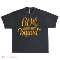 60th Birthday Squad Party Bday Yellow Gold Urban Oversized Heavyweight T-Shirt thumb 0
