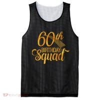 60th Birthday Squad Party Bday Yellow Gold Mesh Reversible Basketball Jersey Tank thumb 0