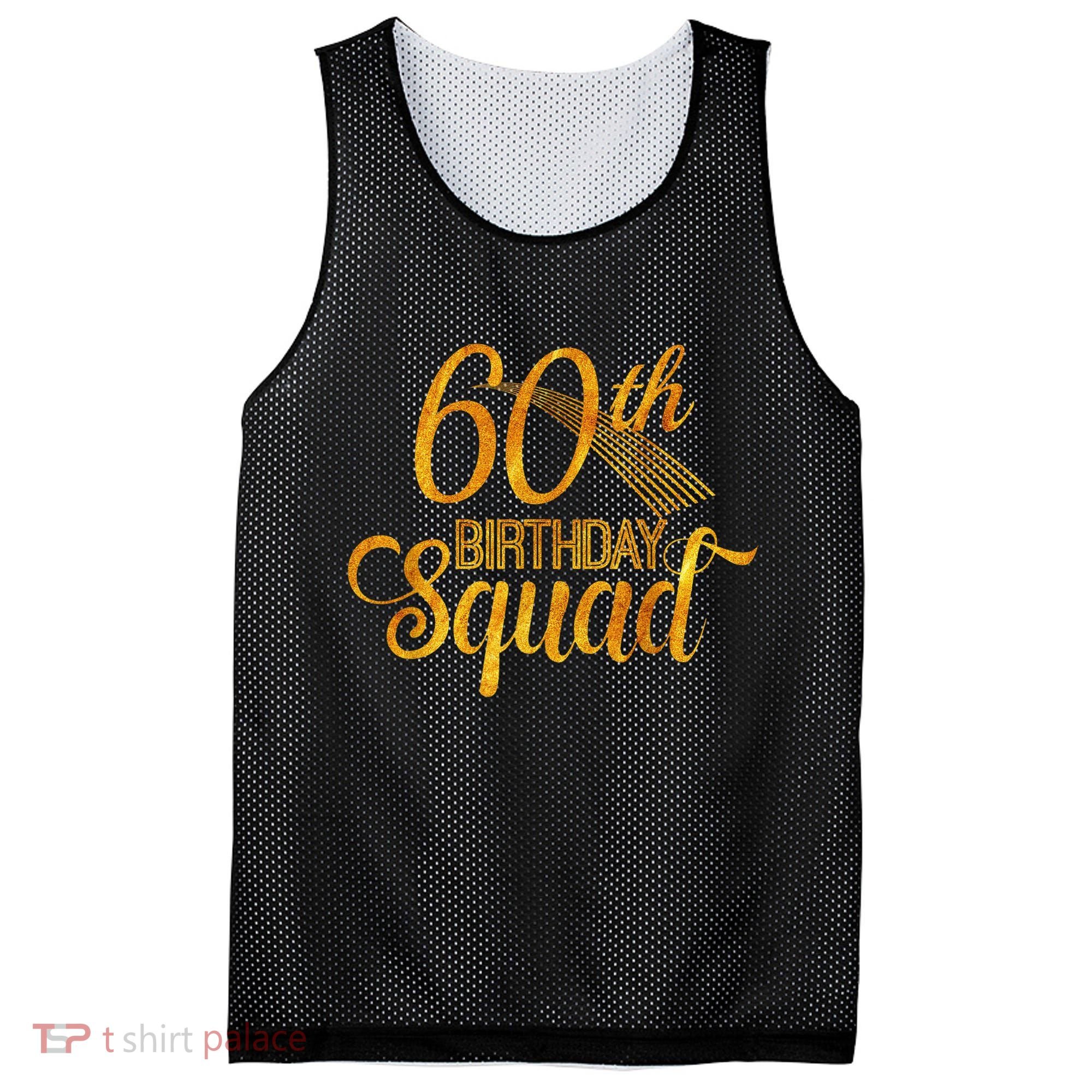 60th Birthday Squad Party Bday Yellow Gold Mesh Reversible Basketball Jersey Tank