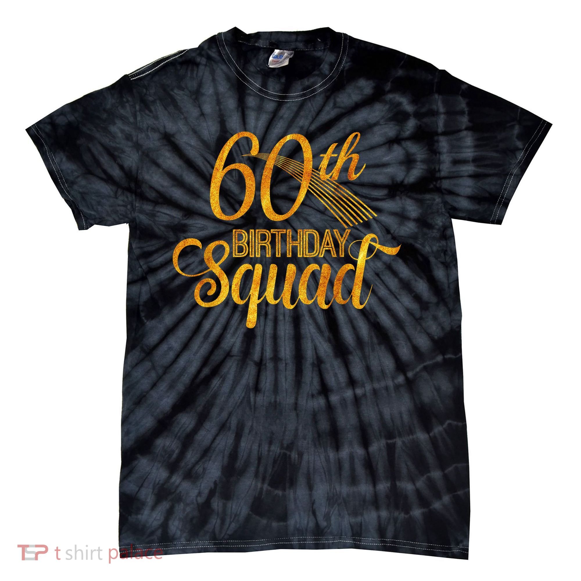 60th Birthday Squad Party Bday Yellow Gold Tie-Dye T-Shirt
