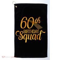 60th Birthday Squad Party Bday Yellow Gold Golf Towel thumb 0