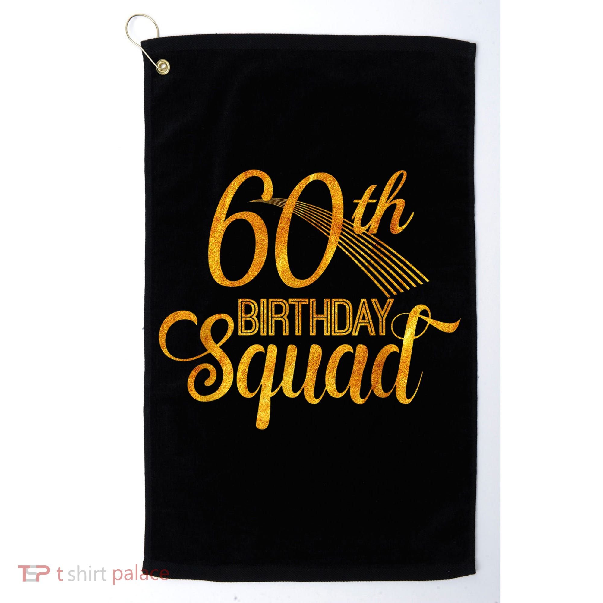 60th Birthday Squad Party Bday Yellow Gold Golf Towel