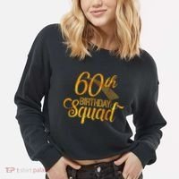 60th Birthday Squad Party Bday Yellow Gold Cropped Pullover Crew thumb 2