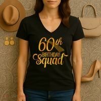 60th Birthday Squad Party Bday Yellow Gold Women's V-Neck T-Shirt thumb 3