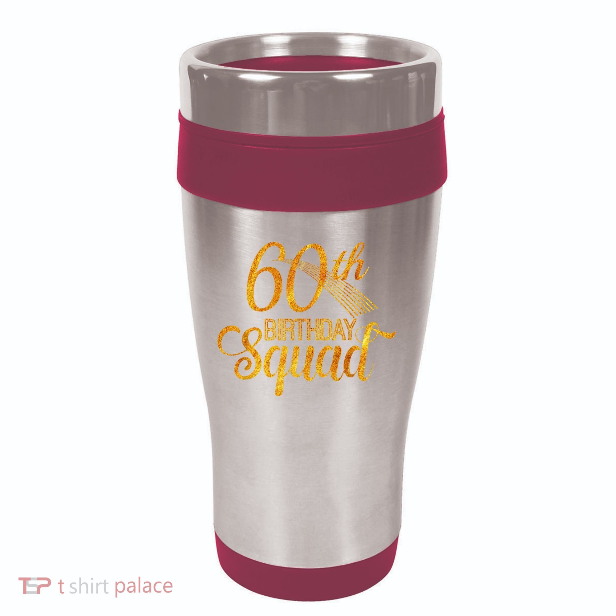 60th Birthday Squad Party Bday Yellow Gold 16oz Travel Tumbler