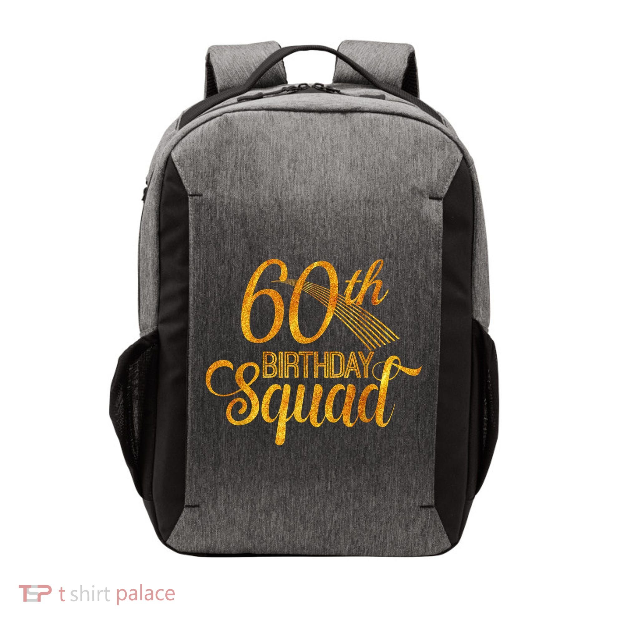 60th Birthday Squad Party Bday Yellow Gold Vector Backpack