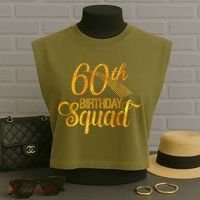 60th Birthday Squad Party Bday Yellow Gold Garment-Dyed Women's Muscle Tee thumb 3