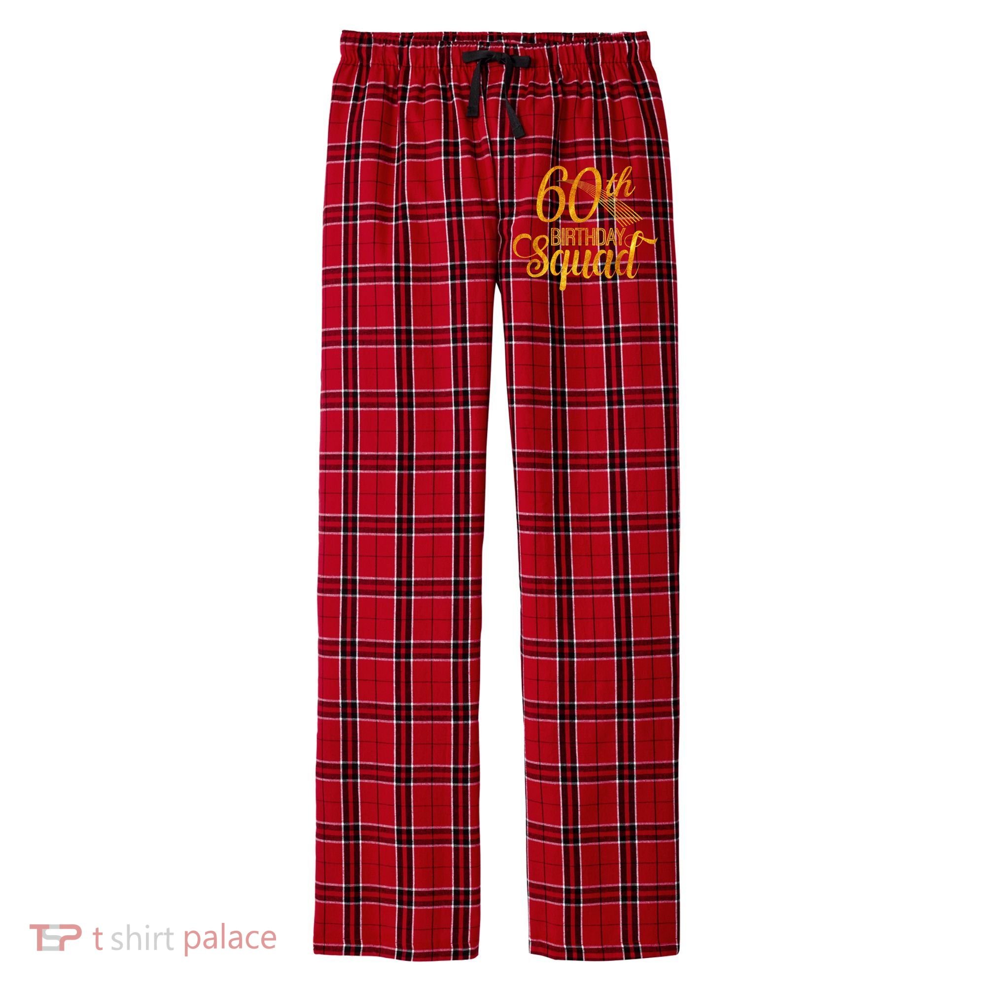 60th Birthday Squad Party Bday Yellow Gold Men's Flannel Plaid Pajama Pants
