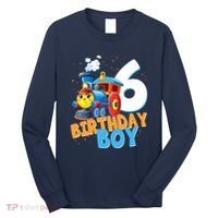 6th Birthday Train Boy Girl 6 Years Old Im Six Gift Long Sleeve Shirt thumb 0
