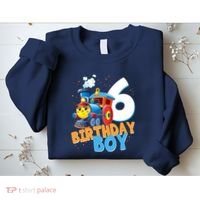 6th Birthday Train Boy Girl 6 Years Old Im Six Gift Sweatshirt thumb 2