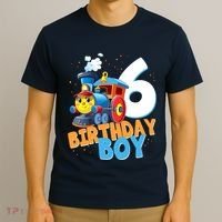 6th Birthday Train Boy Girl 6 Years Old Im Six Gift T-Shirt thumb 3