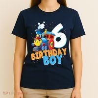 6th Birthday Train Boy Girl 6 Years Old Im Six Gift T-Shirt thumb 4