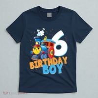 6th Birthday Train Boy Girl 6 Years Old Im Six Gift T-Shirt thumb 5