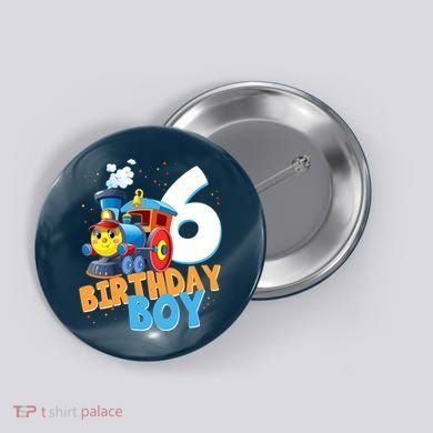 6th Birthday Train Boy Girl 6 Years Old Im Six Gift Button