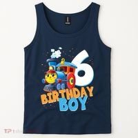 6th Birthday Train Boy Girl 6 Years Old Im Six Gift Tank Top thumb 2