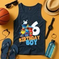 6th Birthday Train Boy Girl 6 Years Old Im Six Gift Tank Top thumb 4