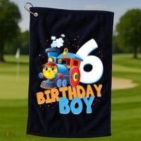 6th Birthday Train Boy Girl 6 Years Old Im Six Gift Golf Towel thumb 1