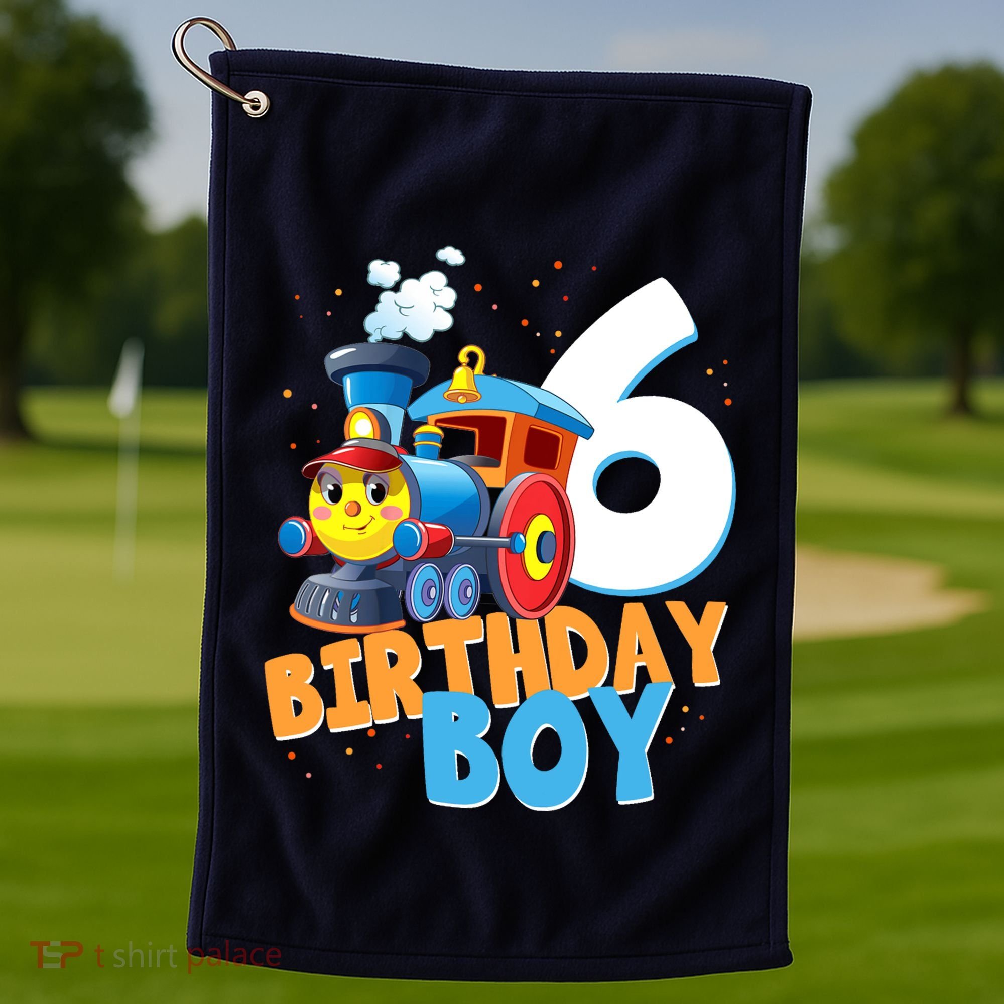 6th Birthday Train Boy Girl 6 Years Old Im Six Gift Golf Towel