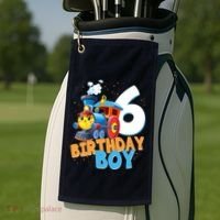 6th Birthday Train Boy Girl 6 Years Old Im Six Gift Golf Towel thumb 2