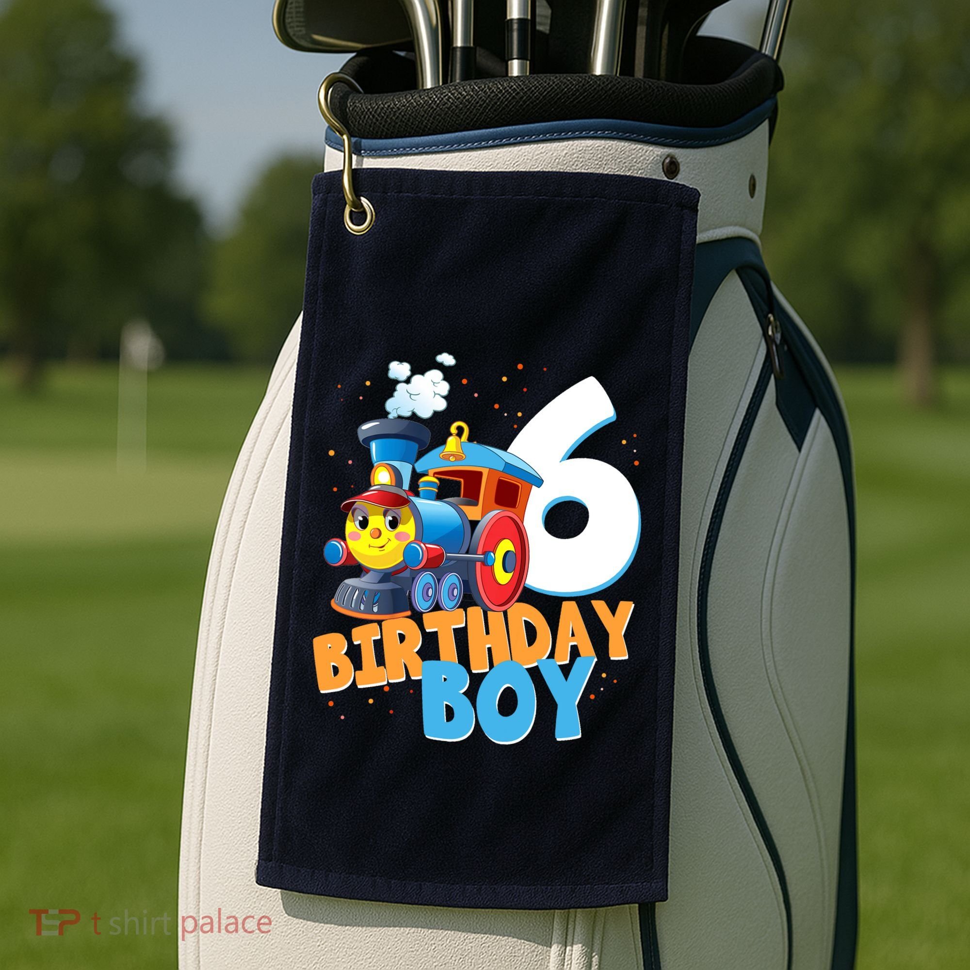 6th Birthday Train Boy Girl 6 Years Old Im Six Gift Golf Towel