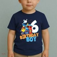 6th Birthday Train Boy Girl 6 Years Old Im Six Gift Toddler T-Shirt thumb 2