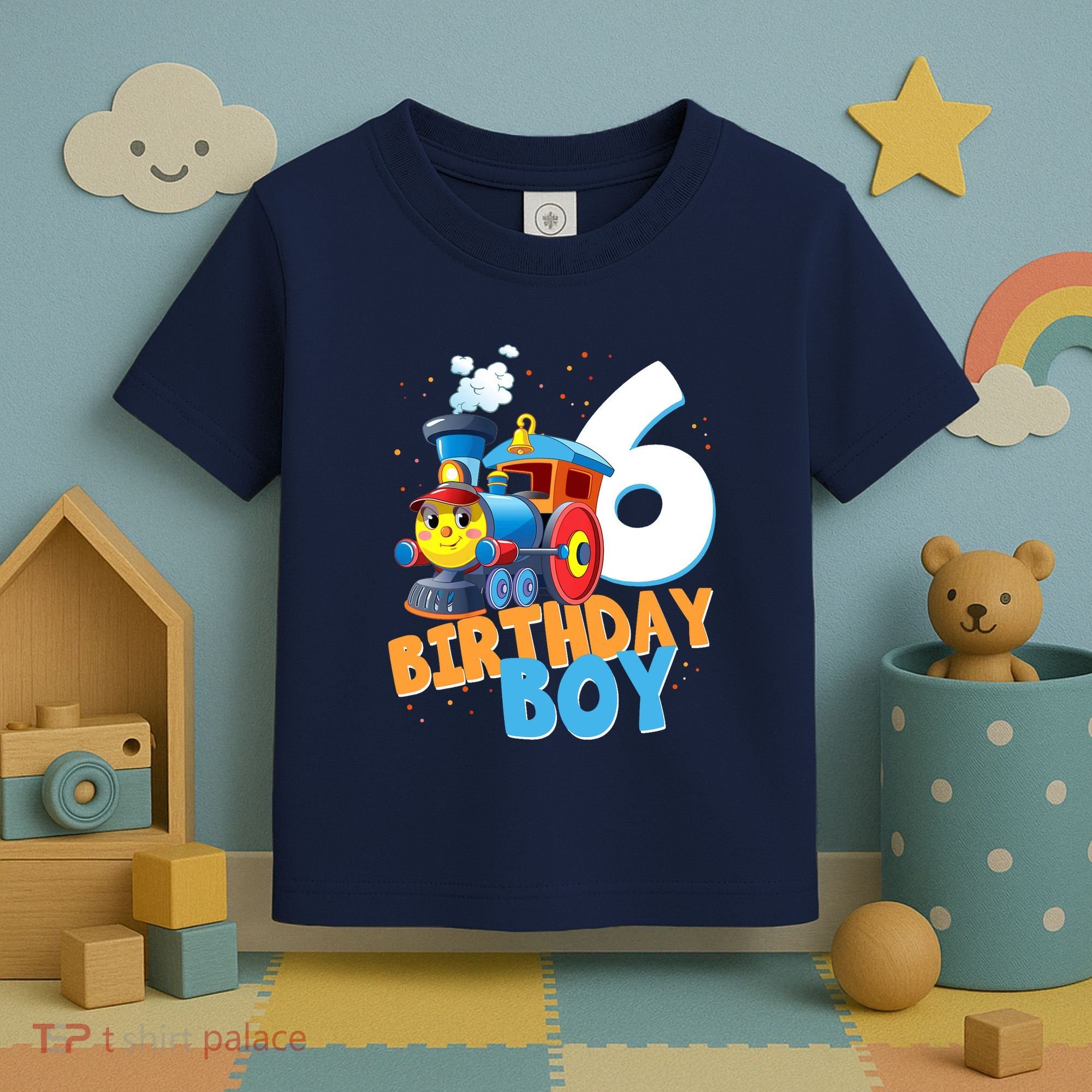 6th Birthday Train Boy Girl 6 Years Old Im Six Gift Toddler T-Shirt