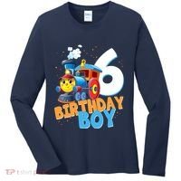 6th Birthday Train Boy Girl 6 Years Old Im Six Gift Women's Long Sleeve Shirt thumb 0