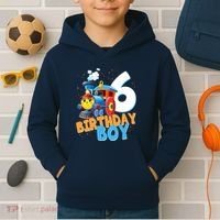 6th Birthday Train Boy Girl 6 Years Old Im Six Gift Kids Hoodie thumb 2