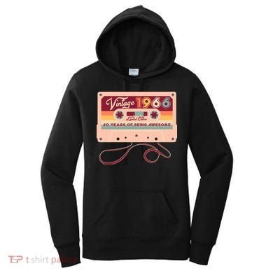 60th Birthday Vintage 1966 Limited Edition Cassette Tape Women's Hoodie