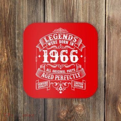 60th Birthday Vintage Scroll Border Legends Were Born Age Perfectly 1966 Coaster