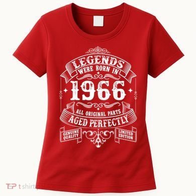 60th Birthday Vintage Scroll Border Legends Were Born Age Perfectly 1966 Women's T-Shirt