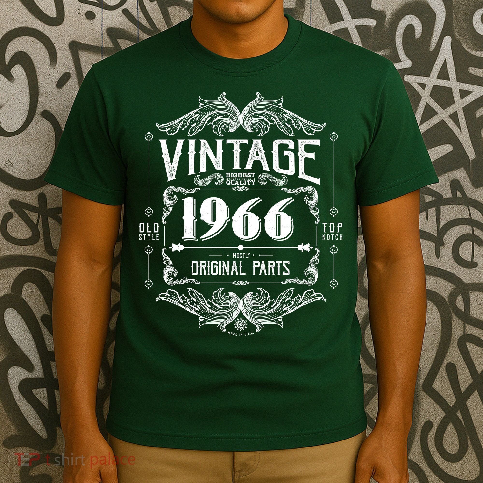 60th Birthday Vintage 1966 Old Style Top Notch Mostly Original Parts Whiskey Label T-Shirt