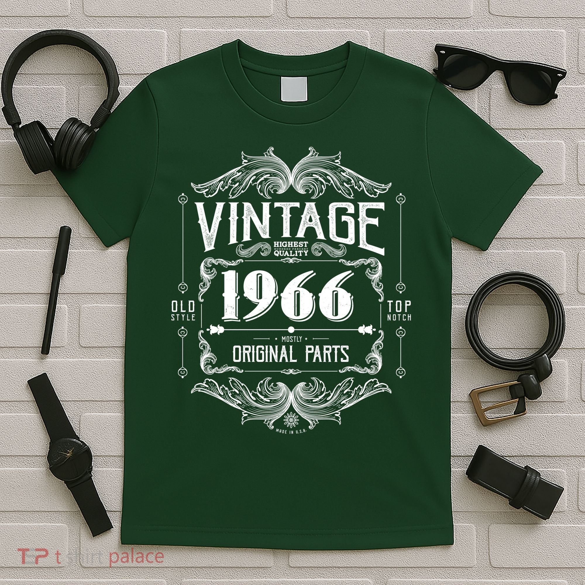 60th Birthday Vintage 1966 Old Style Top Notch Mostly Original Parts Whiskey Label T-Shirt