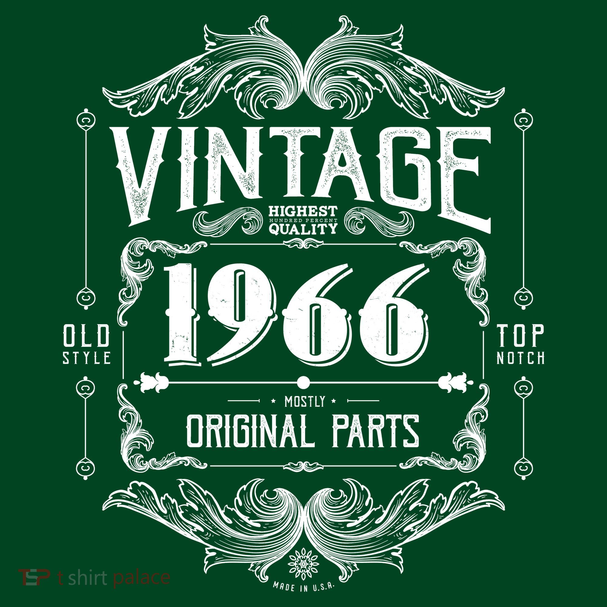 60th Birthday Vintage 1966 Old Style Top Notch Mostly Original Parts Whiskey Label T-Shirt